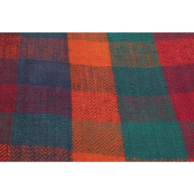 Mid 20th Century Vintage Kilim Tartan Plaid Rug - 11'02 x 11'11 For Sale - Image 5 of 12