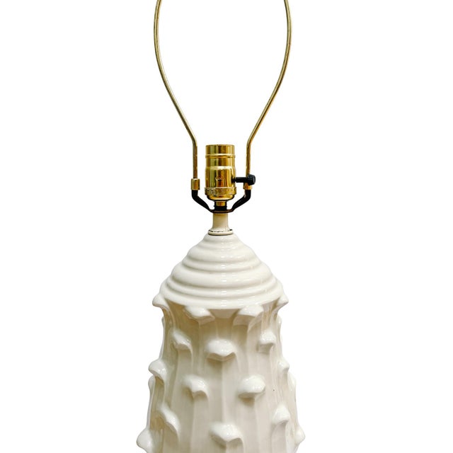 1960s Palm Beach Regency Italian Porcelain Artichoke Table Lamps - A Pair For Sale - Image 12 of 16