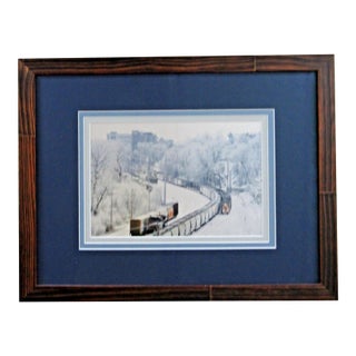 1990s Photographer Julie Smith Jefferson City Missouri Railyard in Snow Matted Framed For Sale