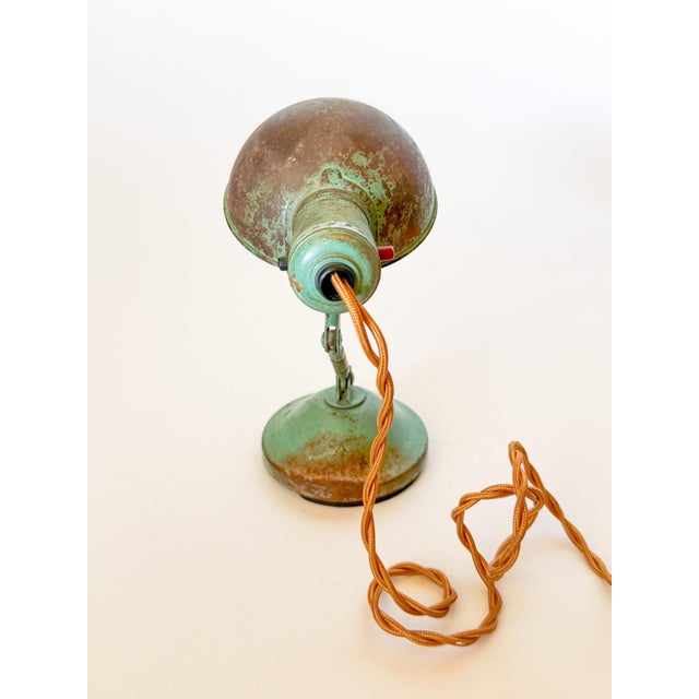Antique Industrial Turquoise Heavy Brass Shelf or Hang Task Lamp, Articulating For Sale In Dallas - Image 6 of 15