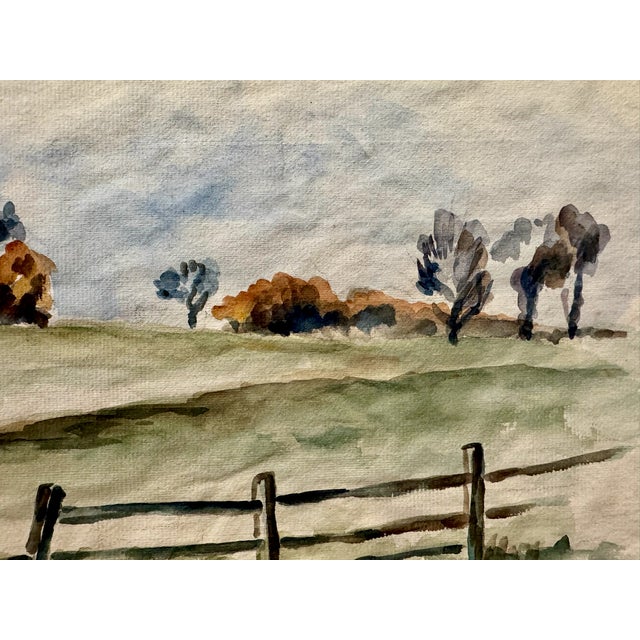 Rustic Henry Emil Salloch Original Watercolor on Paper Woodland Creek and Evergreens, 1946. For Sale - Image 3 of 7