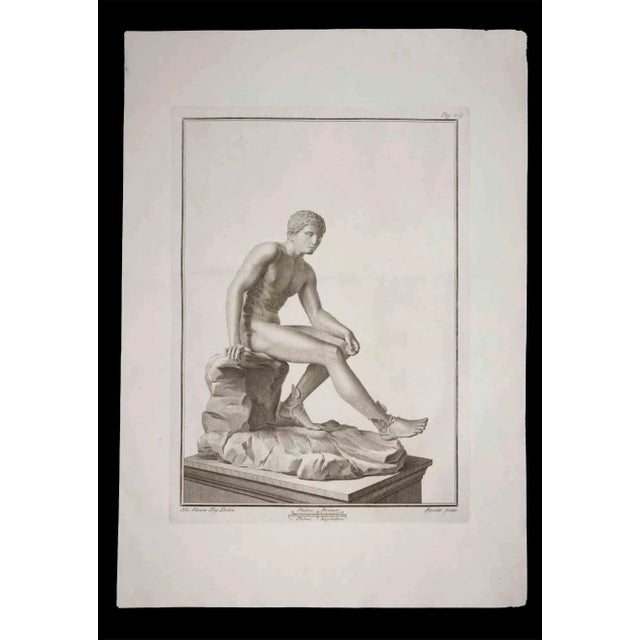 Hermes, ancient roman statue, from the series "antiquities of herculaneum", is an original etching on paper realized by...