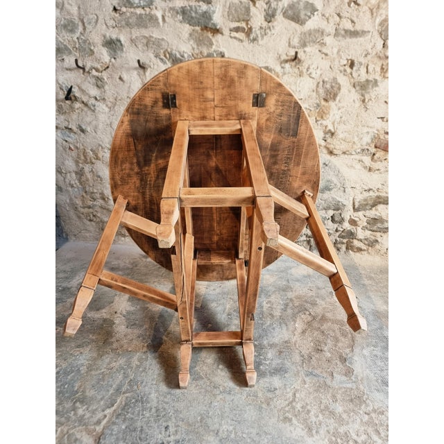 Vintage French Gateleg Table Oval Drop-Leaf Dining Table, France, 1950 For Sale - Image 10 of 18
