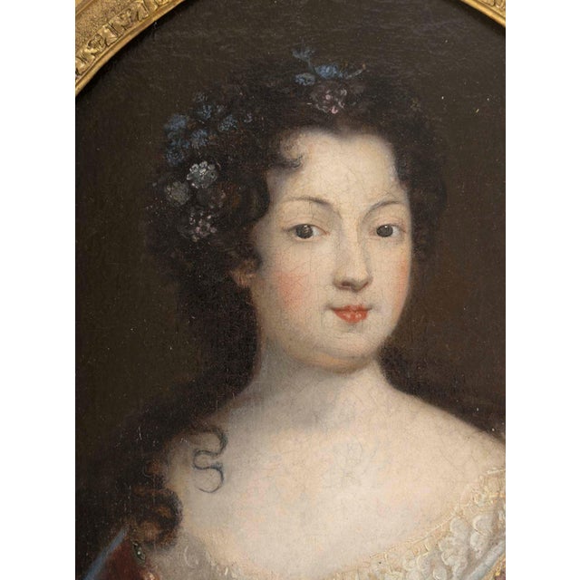 Three Portraits of The Princesses of Bourbon, Oil on Canvases, 18th Century, Framed For Sale - Image 13 of 15
