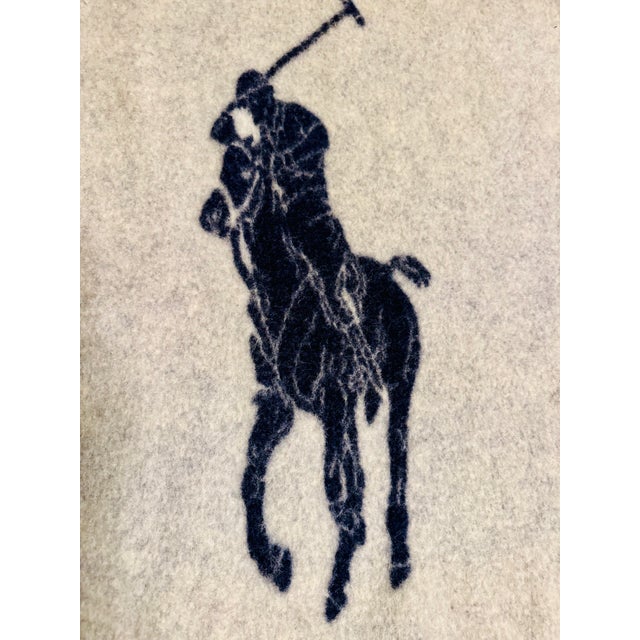 Textile Ralph Lauren Polo Equestrian Motif Wool Blanket – Navy & Cream For Sale - Image 7 of 9