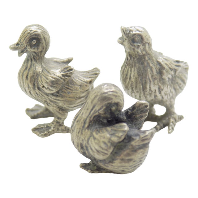 Vintage Italian Handmade Silver 800 Ducklings, 1970s, Set of 3 For Sale