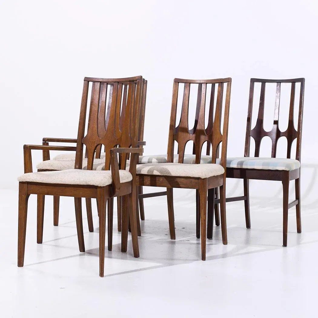 Broyhill Brasilia Mid Century Walnut Dining Chairs - Set of 6