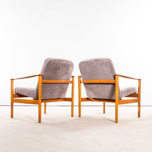 Mid-Century Grey Brushed Cotton Upholstered Armchair, 1950s For Sale - Image 6 of 9