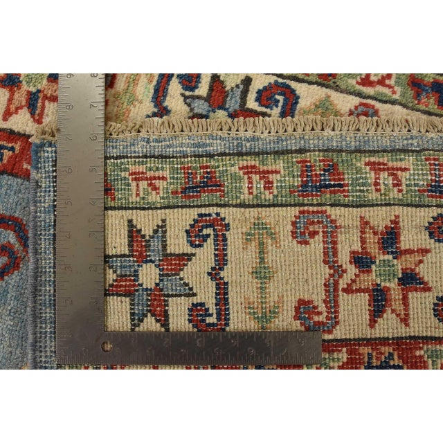 Kazak Rug 2’10” X 4′ Blue Wool Tribal Hand-Knotted Oriental Carpet For Sale - Image 10 of 10