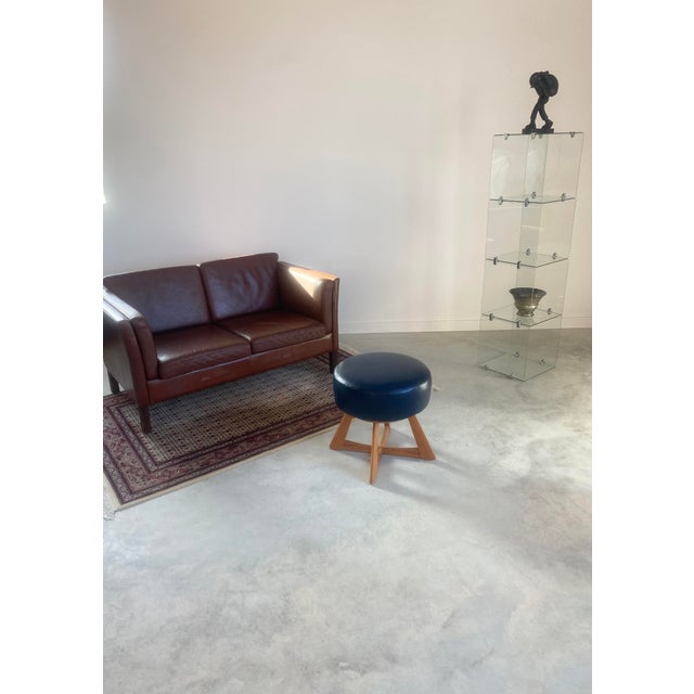 Wood Leather Heywood-Wakefield Swivel Ottoman, Midcentury Modern, 1950s For Sale - Image 7 of 18