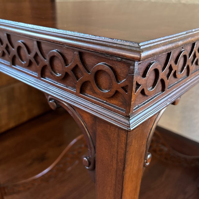 Ethan Allen Chinese Chippendale Lamp End Table For Sale - Image 10 of 12