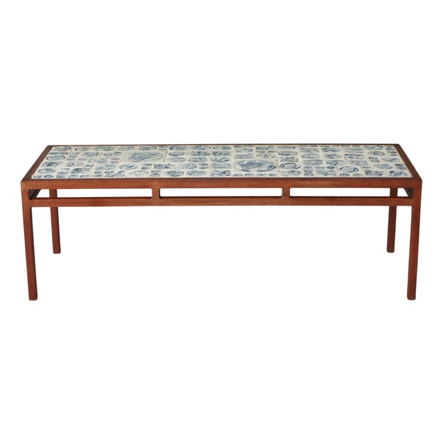 Scandinavian Modern Coffee Table in Teak with Ceramic Tiles attributed to Søren Horn, 1950s For Sale