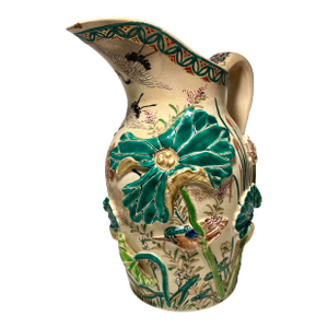 Antique Meiji Era Japanese Kyoto Satsuma Pottery Signed Studio Kinkozan Pitcher