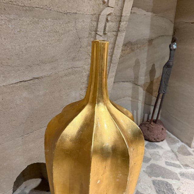 Oversize Accolade Gold Leaf Floor Vase Fiberglass Resin Modern For Sale - Image 9 of 10