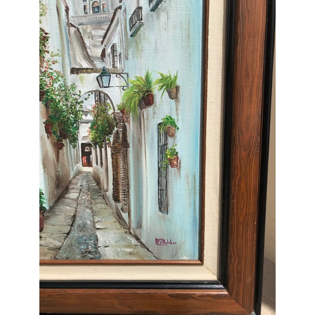 1990s Serene Sky Blue View of a Mediterranean Town For Sale - Image 5 of 10