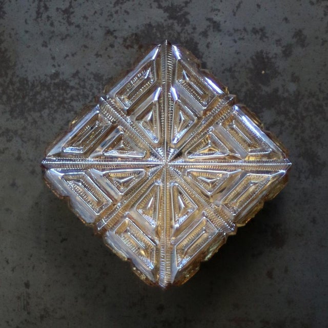 Gold Mid-Century Modern Square Amber Glass Flush Mount For Sale - Image 8 of 11