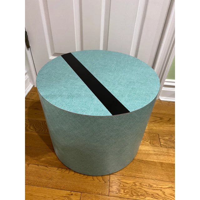 1980s 1980 Teal Blue Formica Short Pedestal For Sale - Image 5 of 5