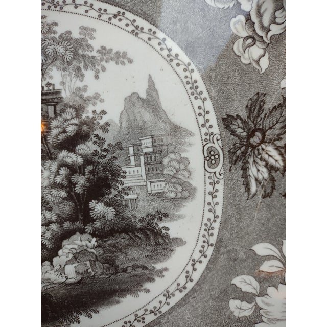 Large Antique 1820's Dark Brown Transferware Platter For Sale - Image 9 of 10