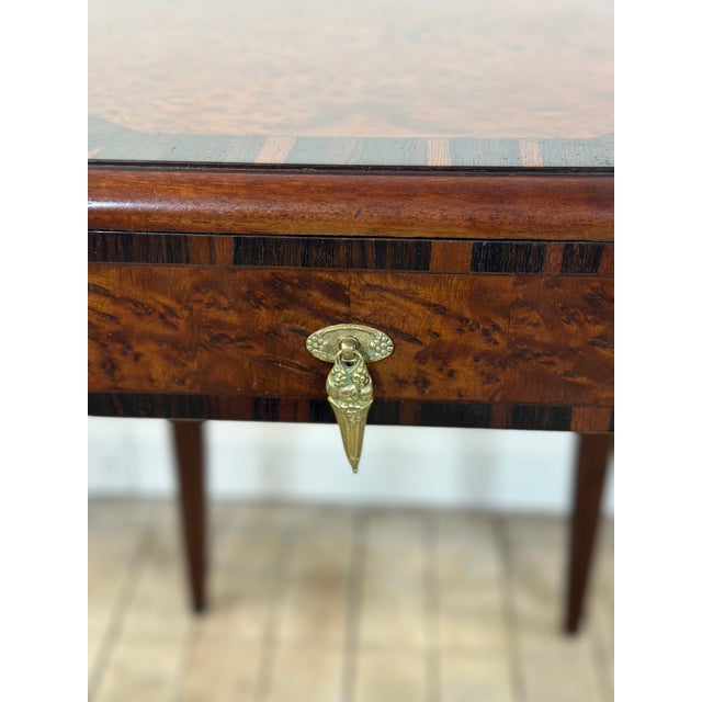 Wood Art Deco Side Table in Burr Walnut Marquetry, 1930s For Sale - Image 7 of 12