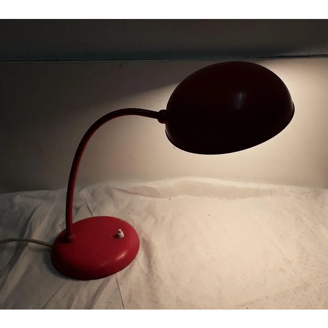 Pivotable Red Painted Metal Table Lamp, 1960s For Sale - Image 3 of 5