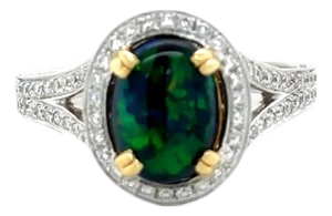 18ct White and Yellow Gold Black Opal and Diamond Ring 3.57ct 6.52g, Size 8.75