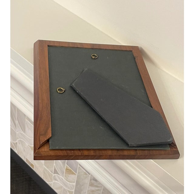 Traditional Oval Walnut Wood & Gold Finish Table Top Mirror For Sale - Image 10 of 12