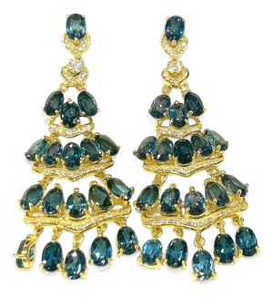 Bochic “Capri” Vintage Citrine & White Topaz Earrings Set In 18K Gold & Silver