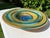 Late 20th Century Vintage Handcrafted Art Glass Charger Bowl in Blue, Teal & Amber Swirl Glaze For Sale - Image 5 of 11