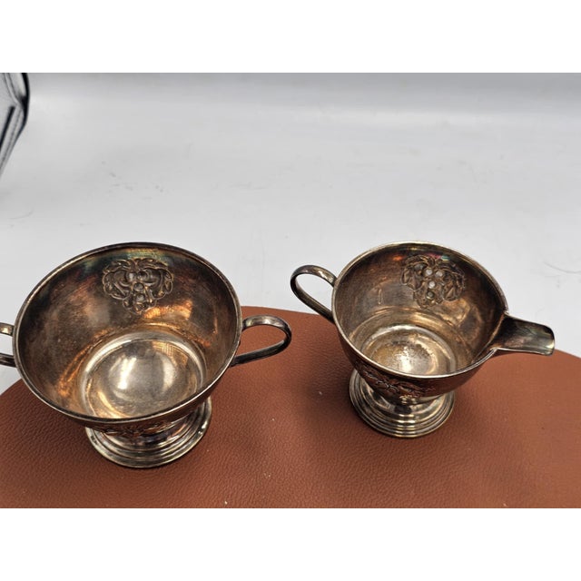 Silver-Plated Sugar Bowl and Creamer, 1890s, Set of 2 For Sale - Image 5 of 8