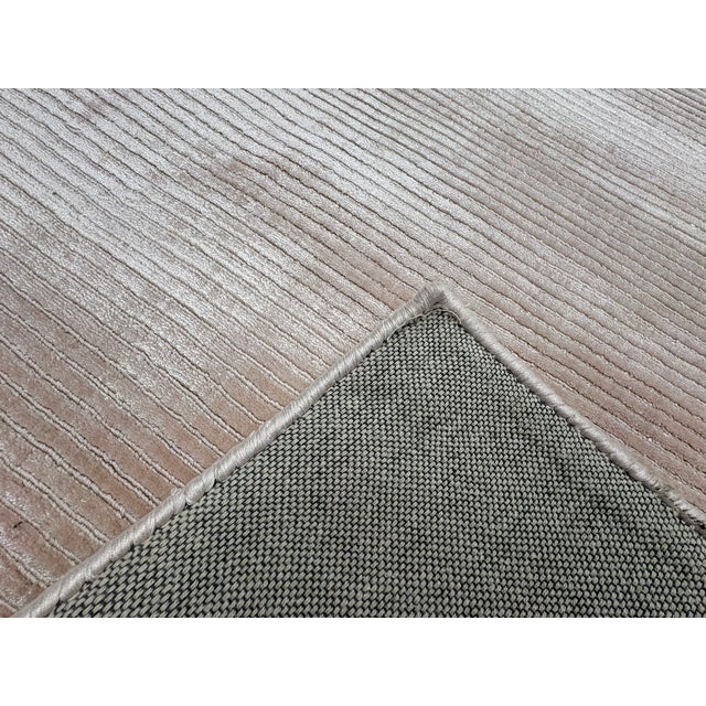 Rh Reeve Stripe Handwoven Rug — 6' × 9' Petal | 100% Tencel™ | Subtle Sheen & Texture For Sale In Columbus - Image 6 of 18