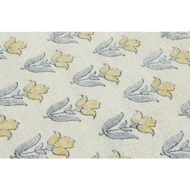 Modern Rug & Kilim’s Block Print Square Rug With Ivory Field and Gold Floral Blossoms For Sale - Image 3 of 7