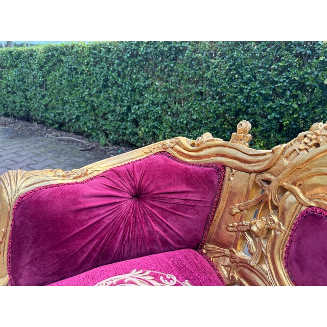 1980 French Louis XVI Gold Velvet Beech Sofa Set 3Pc For Sale - Image 11 of 18