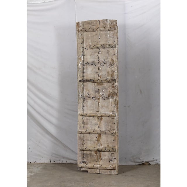 Antique Indian Bleached Teakwood and Iron Gujarati Door For Sale In Santa Fe - Image 6 of 8