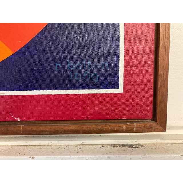 Vintage Mid Century Modern Painting by R. Bolton 1969 For Sale - Image 4 of 8