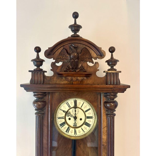 Mid 19th Century Antique Carved Walnut Wall Clock, 1860 For Sale - Image 5 of 7
