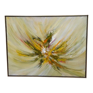 Mid-Century Abstract Oil Painting Canvas Rita L. Frost For Sale