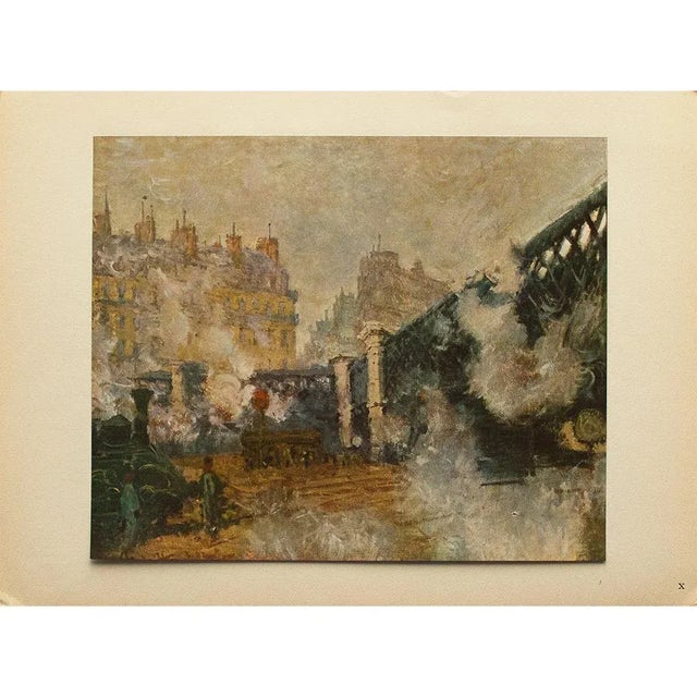 An excellent rare vintage full-color print of painting "The Bridge of Europe" (1877) by Claude Monet. Comes from a rare...