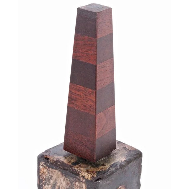 Paul Evans Paul Evans & Phillip Lloyd Powell Handcrafted Steel, Brass & Wood Brutalist Bell For Sale - Image 4 of 9