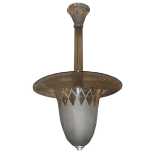 Smoke Tinted Acid Etched Chandelier Signed Daum Nancy, 1935
