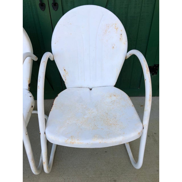 Antique White Metal Chairs A Pair Chairish