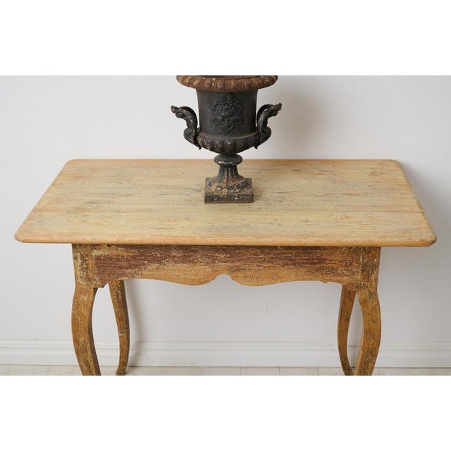 Brown Antique Northern Swedish Rococo Centre Table with Elegantly Curved Legs, 1770 For Sale - Image 8 of 9