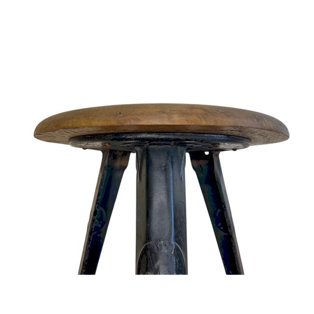 Wood Industrial Factory Workshop Stool from Rowac, 1920s For Sale - Image 7 of 14