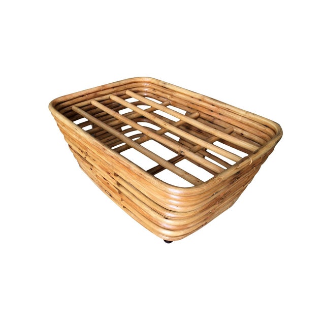 1930s Early 1930s Restored Vintage Paul Frankl Six-Strand Wicker Sofa Rattan Living-Room Set With New Cushions- 4 Pieces For Sale - Image 5 of 9