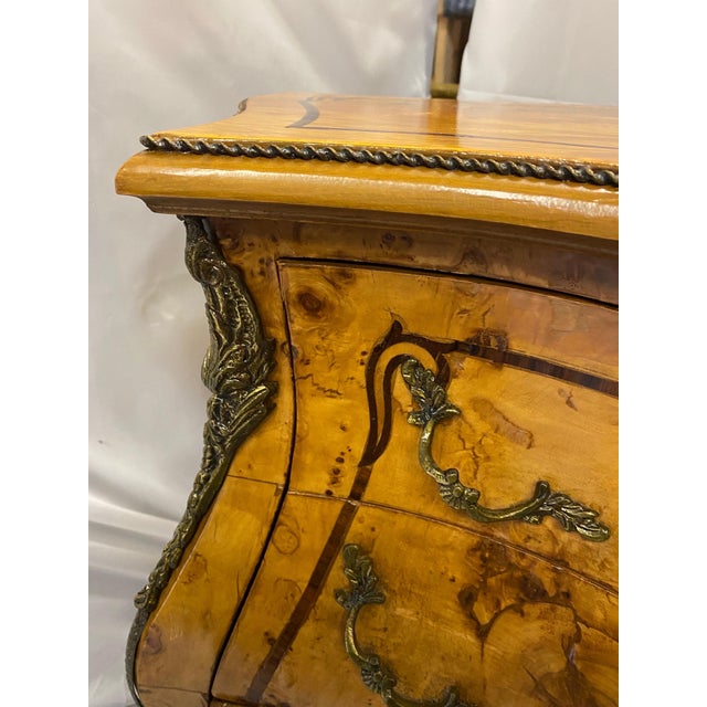 Elegant figurative olive wood Italian Bombe Chair Side Chest For Sale - Image 11 of 12