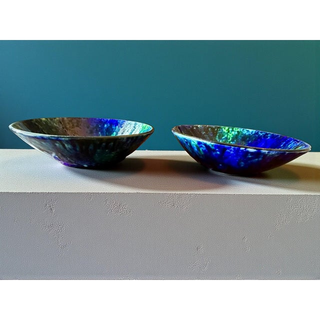 Vintage Stangl Coastal Art Pottery Mediterranean Blue Green Bowls - Pair For Sale - Image 12 of 12