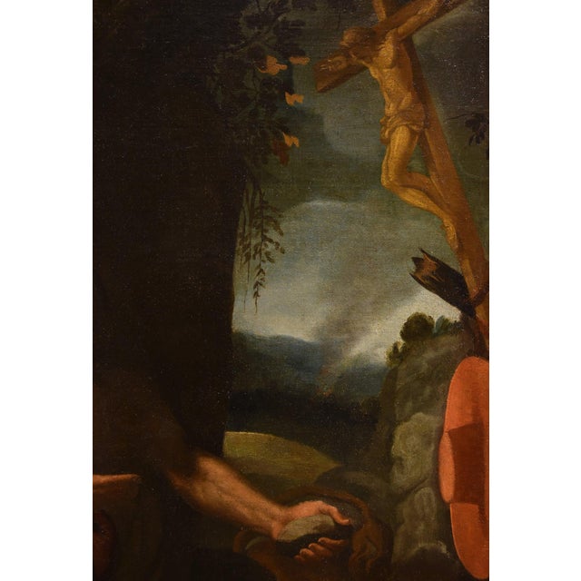 Workshop of Alessandro Bonvicino / Il Moretto, Saint Jerome, 1550, Oil on Canvas For Sale - Image 9 of 16
