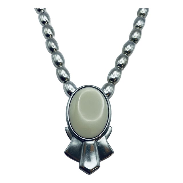 Vintage Ben-Amun Runway Silver Tone Sautoir Pendant Necklace C. 1980s For Sale