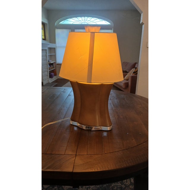 Gold Roger Thomas Collection by Studio a Table Lamp — Gold Leaf Resin Body With Lucite Base For Sale - Image 8 of 8