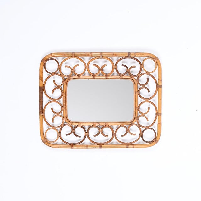 Bamboo and Rattan Rectangular Wall Mirror, Italy, 1970s For Sale - Image 3 of 15