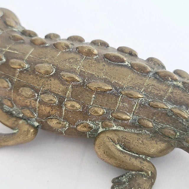Brass 1940's Vintage Brass Crocodile Figurine For Sale - Image 8 of 12